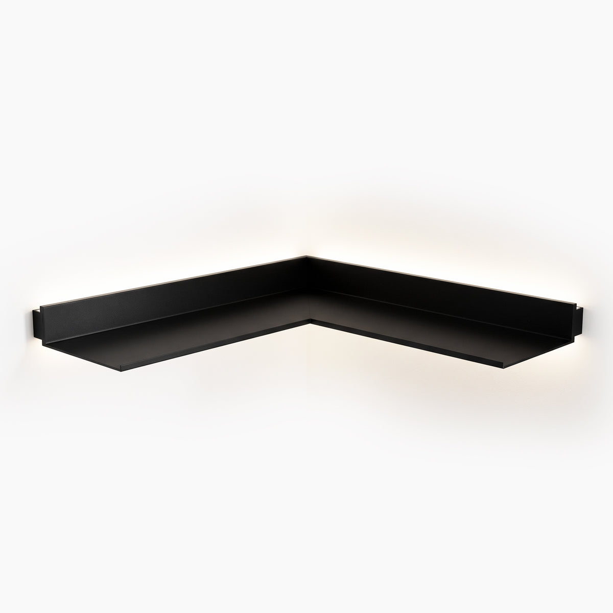 L-Shaped LED Aluminum Floating Shelf Inward