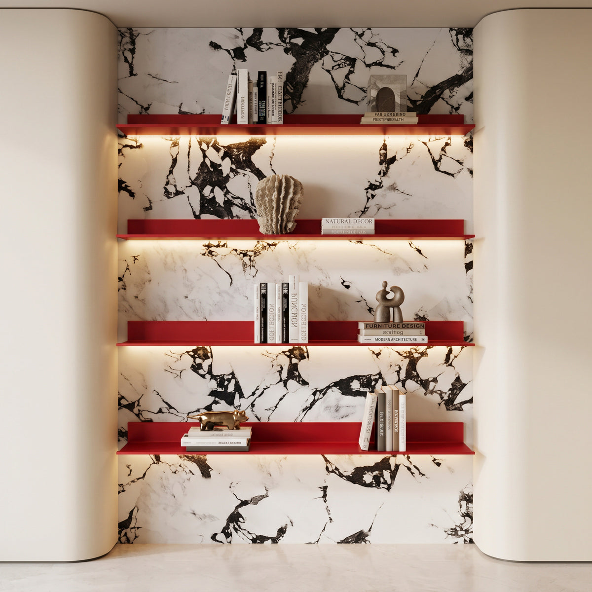 Red LED Aluminum Floating Shelf