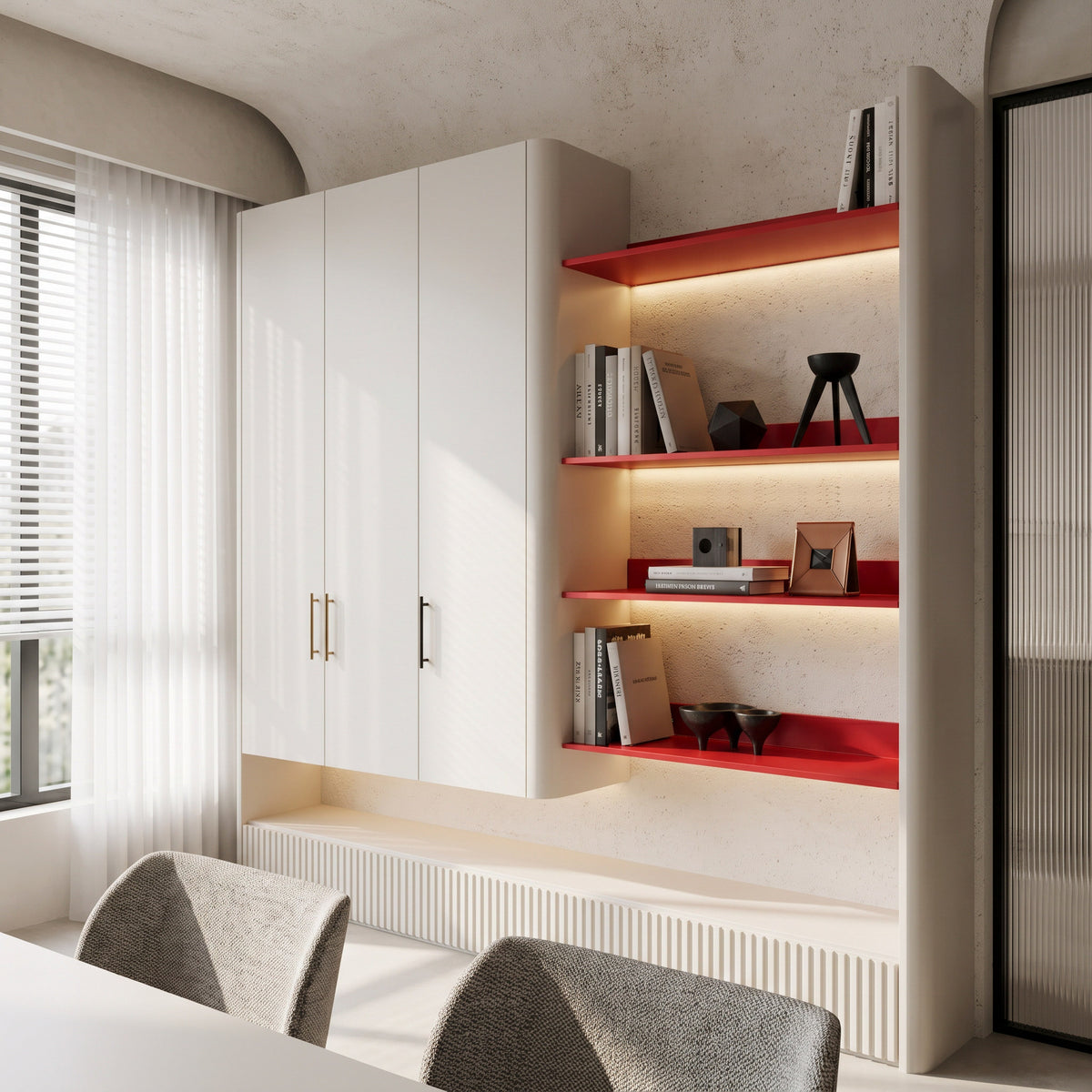 Red LED Aluminum Floating Shelf